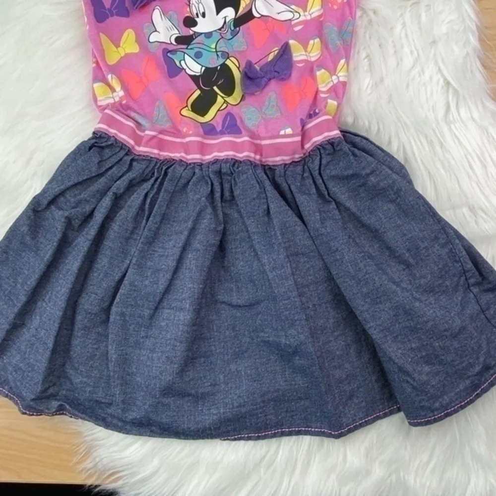 Disney Girls Minnie Mouse Dress Size 4 Sleeveless Bows